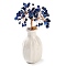 Natural Lapis Lazuli Chips Money Tree Decorations, Random Mixed Porcelain Vase Base with Copper Wire Feng Shui Energy Stone Gift for Home Office Desktop Decoration, 48~62x140mm