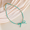 Feaceted Rondelle Glass Beaded Necklaces, Handmade Non-fading Bowknot Necklaces for Women, Turquoise