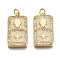 Brass Micro Pave Clear Cubic Zirconia Pendants, Nickel Free, Rectangle with Star & Hamsa Hand, Real 18K Gold Plated, 25x23x3mm, Jump Ring: 5x0.7mm, 3mm inner diameter