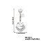 Geometric Brass Clear Cubic Zirconia Rhombus Curved Barbell Belly Button Rings for Women's Gift, Platinum, 30x12mm