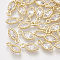 Brass Cubic Zirconia Charms, Cadmium Free & Nickel Free & Lead Free, Horse Eye, Clear, Real 18K Gold Plated, 10x5x1.5mm, Hole: 1.2mm
