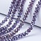 Electroplate Glass Beads Strands, AB Color Plated, Faceted, Rondelle, Indigo, 4x3mm, Hole: 0.4mm, about 110~115pcs/strand, 39~40cm