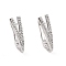 Brass Micro Pave Clear Cubic Zirconia Hoop Earring Findings with Latch Back Closure, with Horizontal Loop, Arrow, Platinum, 19x6.5x11.5mm, Hole: 1.5mm, Pin: 1mm