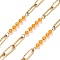 304 Stainless Steel Paperclip Chains, Ion Plating(IP), with Glass Beads, Real 18K Gold Plated, Soldered, with Spool, Orange, 12x4x1mm, about 32.81 Feet(10m)/Roll