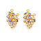 Brass Micro Pave Cubic Zirconia Pendants, Cadmium Free & Nickel Free & Lead Free, Real 18K Gold Plated, Grape, Medium Slate Blue, 17x10x6mm, Hole: 1.2mm