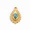 304 Stainless Steel Pendants, with Synthetic Turquoise, Teardrop, Medium Turquoise, 22x14x5mm, Hole: 1.6mm