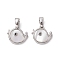 Rack Plating Brass Pave Shell Bird Charms with Black Cubic Zirconia, Platinum, 11.5x13x3mm, Hole: 5x2.8mm