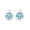 Brass Micro Pave Cubic Zirconia Charms, Flat Round, 925 Sterling Silver Plated, 8.5x6.5x2mm, Hole: 1.2mm