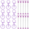 20Pcs 2 Styles Baking Painted Zinc Alloy Keychain Claspsp with Iron Bar Beadable Keychain, Violet, 68~78mm, 2 styles, 10pcs/style, 20pcs