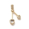Brass Micro Pave Cubic Zirconia Pendants, Cadmium Free & Nickel Free & Lead Free, Heart Charms, Real 18K Gold Plated, 23.5x9x2.5mm, Hole: 3x1.5mm