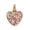 Brass Micro Pave Cubic Zirconia Pendants, Nickel Free, Real 18K Gold Plated, Colorful, Heart, 18.5~24x12.5~25.5x5~5.5mm, Hole: 5x3mm
