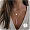3Pcs Simple Style Brass Coin Letter Rectangle Pendant 3 Layer Necklaces, Silver, Letter J, 17.72 inch(45cm)