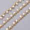 Handmade Seed Beaded Chains, Soldered, with Spool, with Real 18K Gold Plated Brass Findings, White, 1.8~2.5mm, about 32.8 Feet(10m)/roll