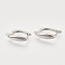 Brass Hoop Earring Findings with Latch Back Closure, Nickel Free, with Horizontal Loop, Horse Eye, Real Platinum Plated, 17.5x5x12.5mm, Hole: 1.2mm, pin: 1x0.7mm