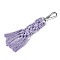 Polycotton(Polyester Cotton) Tassel Big Pendants Decorations, with Platinum Plated Alloy Swivel Clasps, Medium Orchid, 150mm~160mm