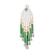 Glass Seed Beaded Tassels Pendants, with Natural Green Aventurine, Green, 57x15x2mm, Hole: 1.2mm