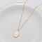 Brass Pave Natural White Shell Oval with Engraved Horse Pendant Necklaces for Women, Golden, 15.75 inch(40cm)