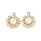 UV Plating Alloy Pendants, with Rhinestone, With ABS Pearl,Lead Free & Cadmium Free, Flower, Flower, 19x17x9mm, Hole: 2mm