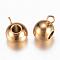 Ion Plating(IP) 304 Stainless Steel Tube Bails, Loop Bails, Rondelle Bail Beads, Real 18K Gold Plated, 11x6.5x8mm, Hole: 3mm