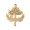 304 Stainless Steel Pendants, Tree Charm, Laser Cut, Ion Plating(IP), Real 18K Gold Plated, 34.5x28x1.5mm, Hole: 2mm