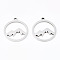 Non-Tarnish 201 Stainless Steel Pendants, Laser Cut, Ring with Mountain, Stainless Steel Color, 17.5x15.5x1mm, Hole: 1.4mm
