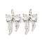 Rack Plating Brass Micro Pave Clear Cubic Zirconia Pendants, Long-Lasting Plated, with Jump Rings, Lead Free & Cadmium Free, Bowknot, Platinum, 14x9x3.5mm, Hole: 3mm