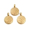 Ion Plating(IP) 304 Stainless Steel Charms, Textured, Round Charm, Golden, 10.5x8x2.2mm, Hole: 2mm