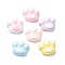 Macaron Color Opaque Resin Decoden Cabochons, Mixed Color, Paw Print, 13x5x6mm