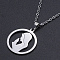 Non-Tarnish 201 Stainless Steel Pendants Necklaces, with Cable Chains and Lobster Claw Clasps, Flat Round with Woman, Stainless Steel Color, 17.71 inch(45cm), 1.5mm