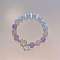 Bowknot Alloy Cat Eye & Natural Amethyst Round Beaded Charm Bracelets, Platinum, 7-1/8~8-5/8 inch(18~22cm)