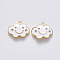 Brass Enamel Pendants, Nickel Free, Cloud, Real 18K Gold Plated, 11.5x14x1.5mm, Hole: 1mm