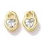 Rack Plating Brass Micro Pave Cubic Zirconia Pendants, Long-Lasting Plated, Lead Free & Cadmium Free, Heart, Real 18K Gold Plated, 6x4x2mm, Hole: 1.2mm