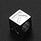 Non-Tarnish 201 Stainless Steel European Beads, Large Hole Beads, Horizontal Hole, Cube, Stainless Steel Color, Letter.K, 7x7x7mm, Hole: 5mm