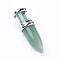 Natural Green Aventurine Big Pendants, with Platinum Tone Brass Findings, Bullet, 50~53x16~17mm, Hole: 5x7~8mm