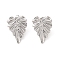 Non-Tarnish Leaf 304 Stainless Steel Stud Earrings for Women, Leaf, Heart, 25x18mm