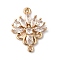 Brass Pave Clear Glass Connector Charms, Nickel Free, Flower Links, Golden, 20.5x16x3mm, Hole: 1mm