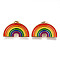 Alloy Enamel Brooches, Enamel Pin, with Butterfly Clutches, Light Gold, Rainbow, Cadmium Free & Nickel Free & Lead Free, Colorful, 16x30x2mm, Pin: 1mm