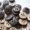 Carved Round 4-hole Basic Sewing Button, Coconut Button, BurlyWood, about 13mm in diameter, about 100pcs/bag