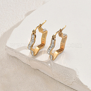 Стильные серьги-кольца со стразами из нержавеющей стали 201 DN4226-1