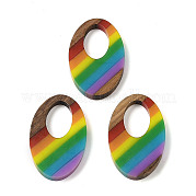 Подвески Pride на тему радуги из смолы и орехового дерева WOOD-K012-01