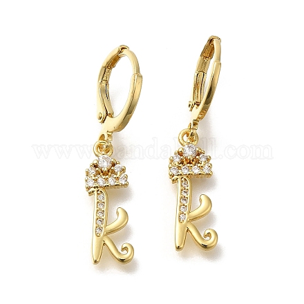 Серьги-кольца из латуни с прозрачным фианитом EJEW-M045-01K-1