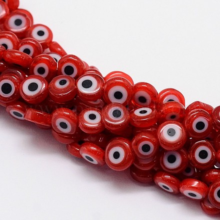 Ручной сглаза Lampwork плоские круглые пряди шарик LAMP-L058-12mm-06-1