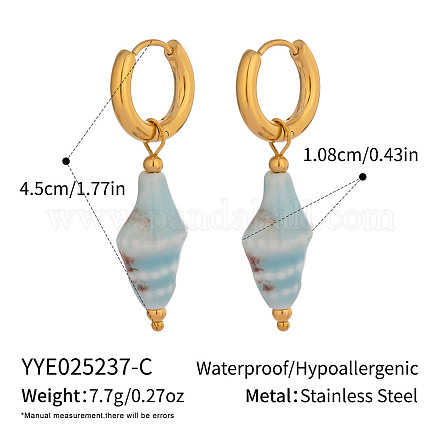 Серьги-кольца в форме ракушки из нержавеющей стали RR5030-3-1
