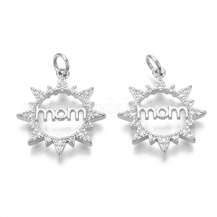 Латунные микропаве прозрачные подвески с фианитом KK-S356-029P-NF-1