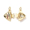 Brass Cubic Zirconia Pendants, with Jump Ring, Butterflyfish Charm, Real 18K Gold Plated, 16x14x3.5mm, Hole: 3.4mm