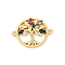 Brass Micro Pave Cubic Zirconia Connector Charms, Cadmium Free & Lead Free, The Tree of Life, Real 16K Gold Plated, 17x22.5x2.5mm, Hole: 1.4mm