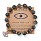 Natural Labradorite Round Beads Stretch Bracelets, Alloy Micro Pave Clear Cubic Zirconia Evil Eye Charm Bracelets for Women, 7-1/2 inch(19cm)