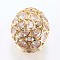 Brass Micro Pave Cubic Zirconia Beads, Oval, Golden, 22x17x10.5mm, Hole: 2mm