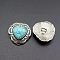 Alloy Shank Button,with Synthetic Turquoise, Heart, Turquoise, 29x30mm