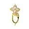 Brass Micro Pave Clear Cubic Zirconia Fold Over Clasps, Rack Plating, Long-Lasting Plated, Lead Free & Cadmium Free, Flower & Oval, Golden, 25mm